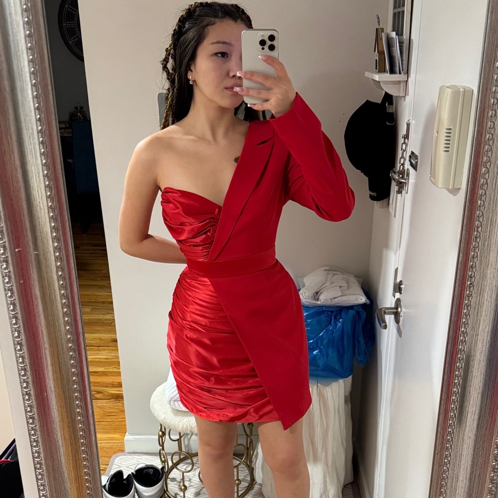 Fashion Nova Bold Red One-Shoulder Dress
